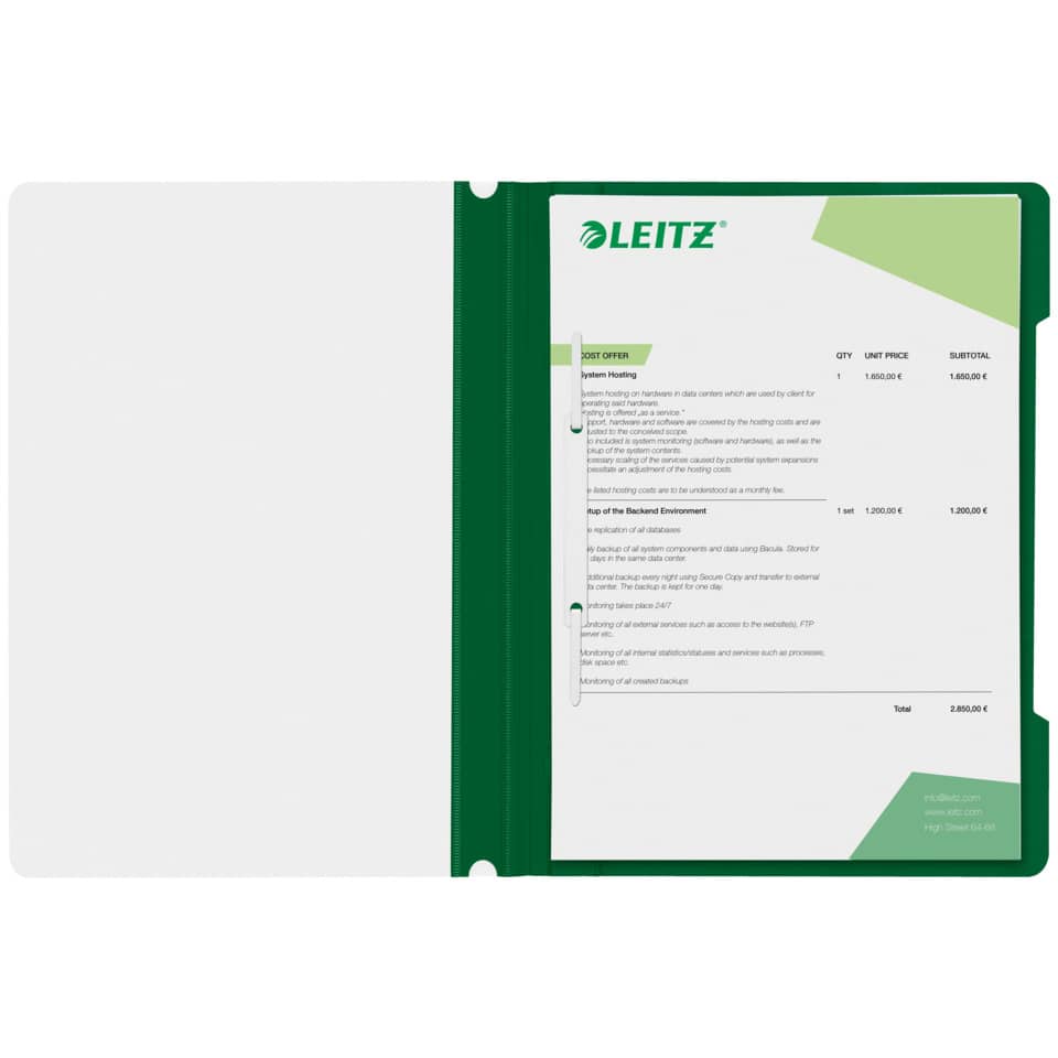 Schnellhefter Plastik, A4, grün LEITZ 4191-00-55 LEITZ 41910055 Plastik