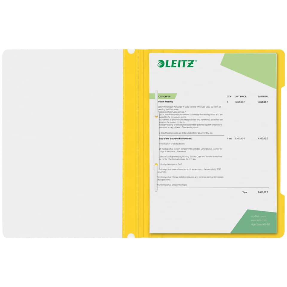 Schnellhefter Plastik, A4, gelb LEITZ 4191-00-15 LEITZ 41910015 Plastik