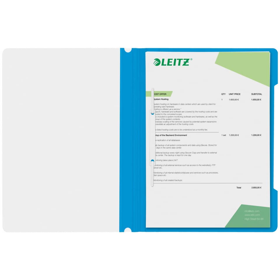 Schnellhefter Plastik, A4, hellblau LEITZ 4191-00-30 LEITZ 41910030 Plastik