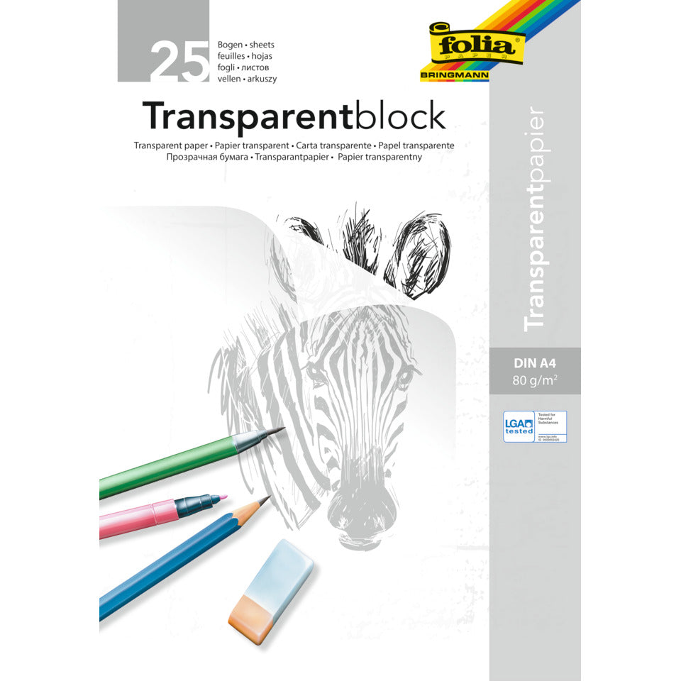 Transparentpapierblock, A4, 80g/m², 25 Blatt FOLIA 8000/25 FOLIA 8000/25 80g