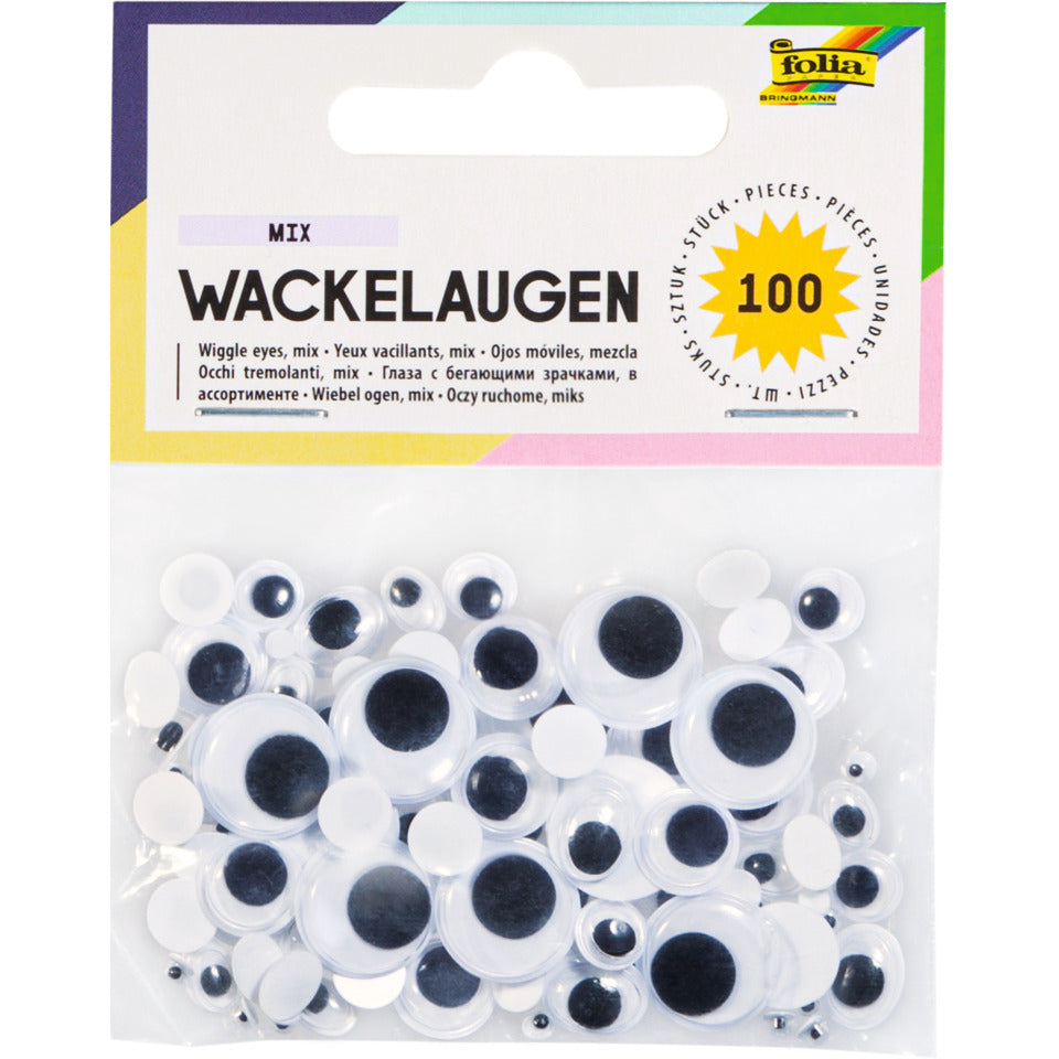 Wackelaugen, 100 Stück, sortiert FOLIA 7509
