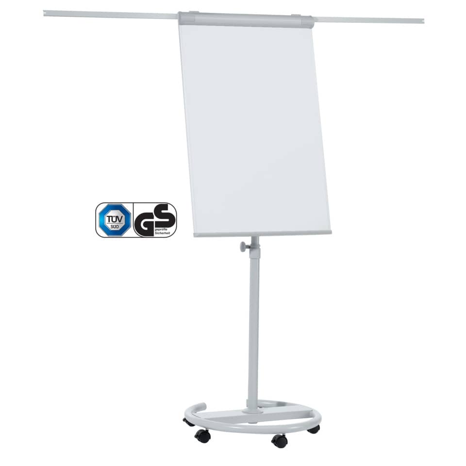 Flipchart Mobil ECO, Stahl, Rundfuß, höhenverstellbar, 2 ausklappbare Arme, 68 x 105 cm, grau FRANKEN F2400/N