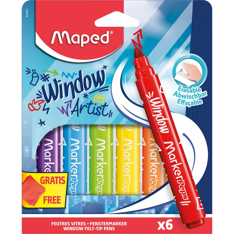 Fensterfarbe Marker'Peps Window, 6 Stück, mehrfarbig MAPED 844822 MAPED 844822 MARKER'PEPS WINDOW