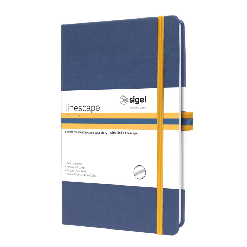 Notizbuch Linescape, A5, 80g/m², 88 Blatt, Hardcover, liniert, blau SIGEL LS105 SIGEL LS105 Linescape Hardcover