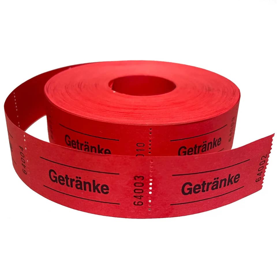 Gutscheinrolle Getränke, 1000 Abrisse, rot WOLF & APPENZELLER 601054 601054  1000Abrisse