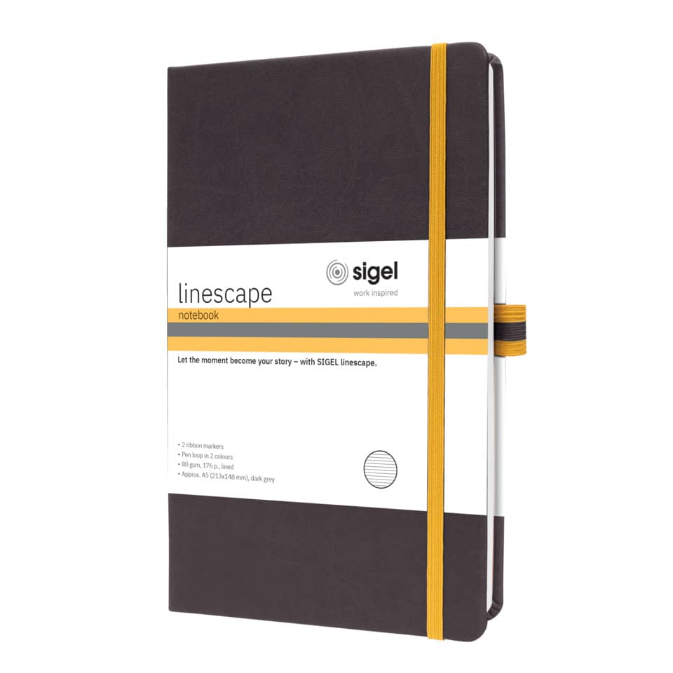 Notizbuch Linescape, A5, 80g/m², 88 Blatt, Hardcover, liniert, dunkelgrau SIGEL LS107 SIGEL LS107 Linescape Hardcover
