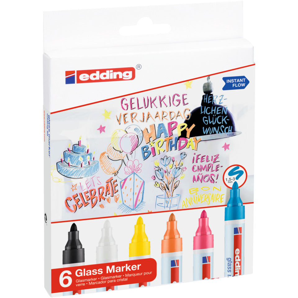Glasboardmarker, 1,5-3mm, 6 Stück, sortiert EDDING 95-6 EDDING ed95-6