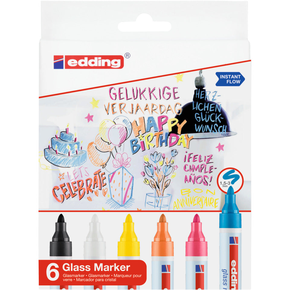 Glasboardmarker, 1,5-3mm, 6 Stück, sortiert EDDING 95-6 EDDING ed95-6