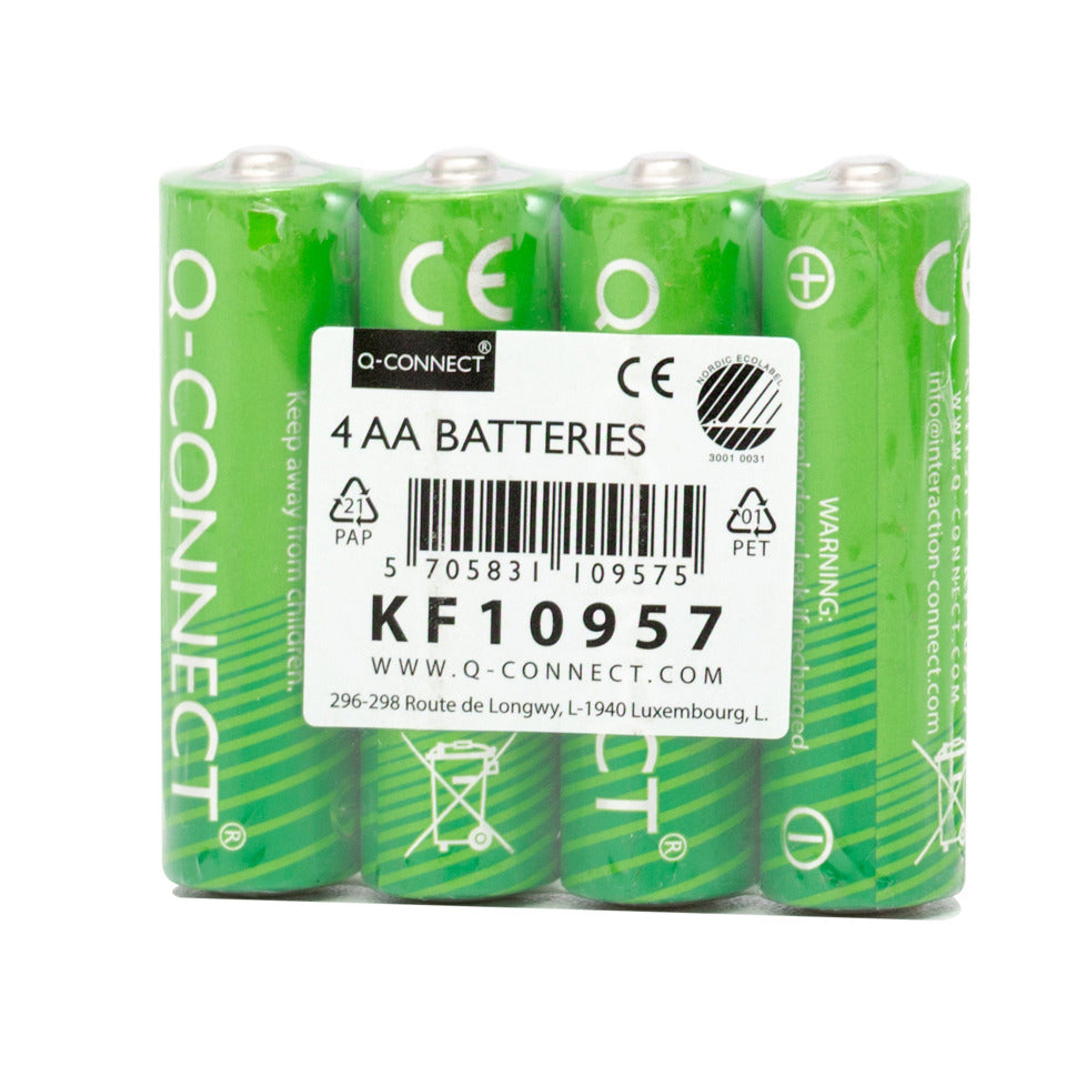 Batterie Alkali-Mangan, LR6/AA/Mignon, 4 Stück Q-CONNECT KF10957 Q-CONNECT KF10957 Mignon