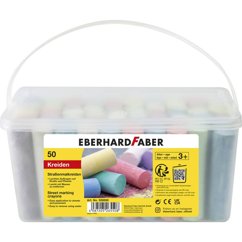 Straßenmalkreide 50er Eimer, rund, 10,1 cm, sortiert EBERHARD FABER 526550 EBERHARD FABER 526550 i.Eimer