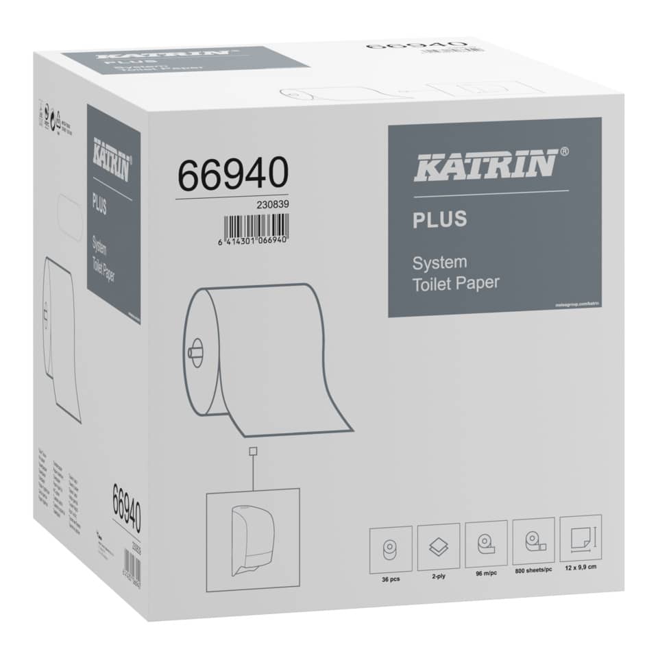 Toilettenpapier Plus System Toilet 800, 2-lagig, 36 Rollen á 800 Blatt, weiß KATRIN 66940