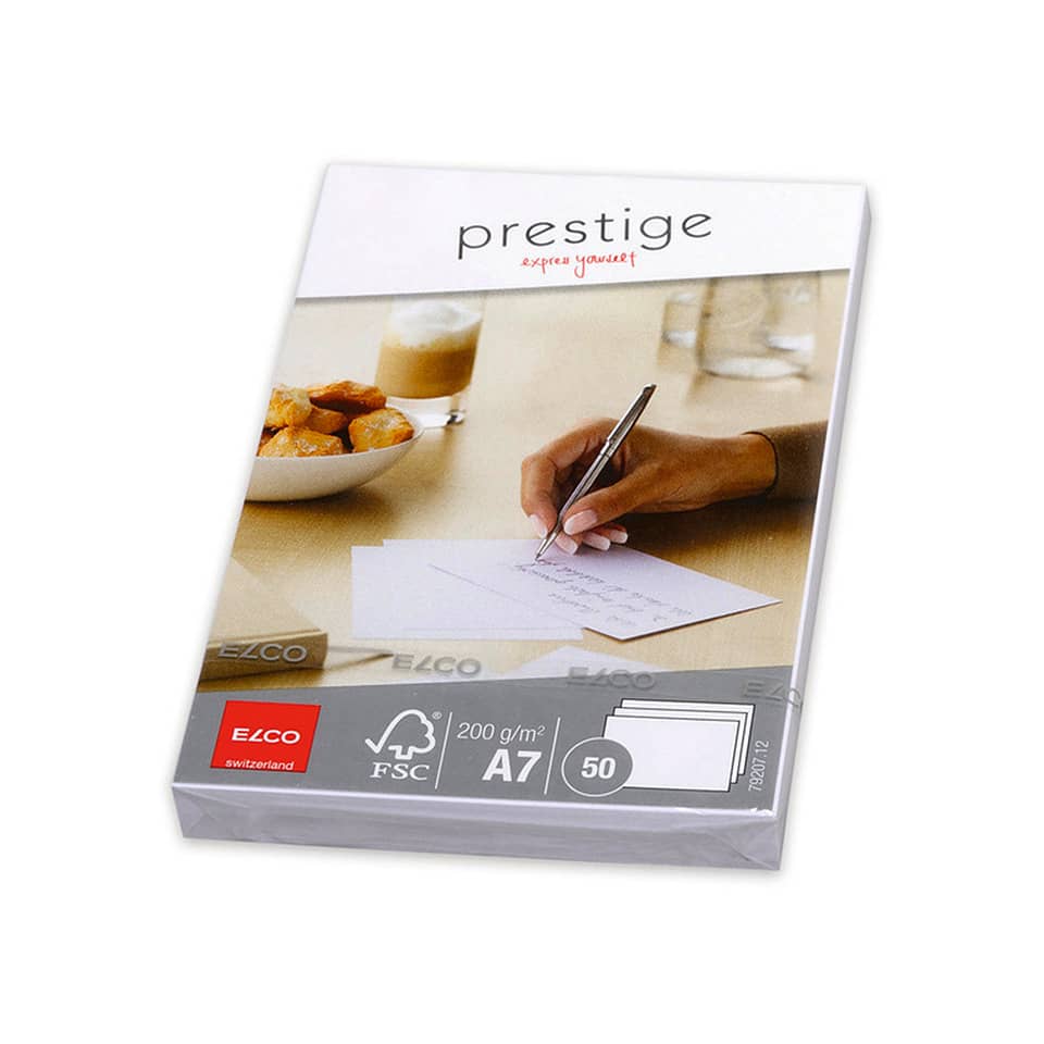 Briefkarte Prestige, A7, 200g/m², 50 Stück, weiß ELCO 79207.12 ELCO 79207.12  50St  200g