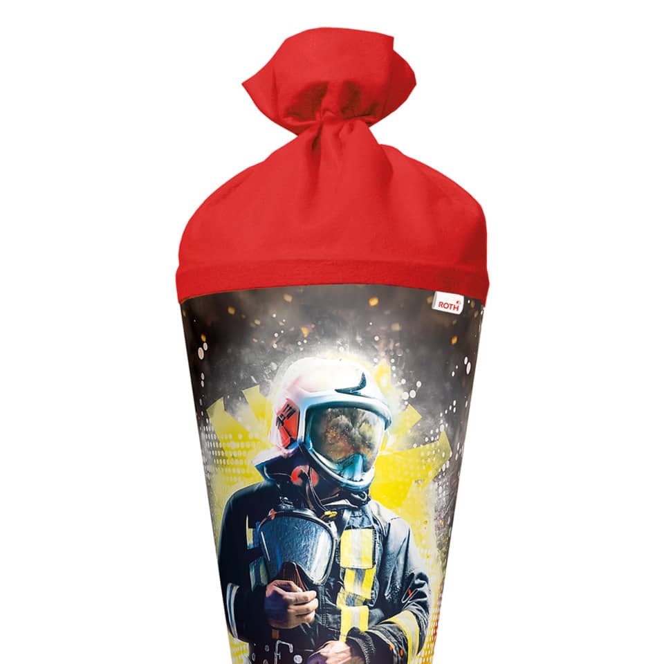 Schultüte Feuerwehrmann, 70cm, Filzverschluss ROTH 677477 ROTH 677477 Filzverschl.