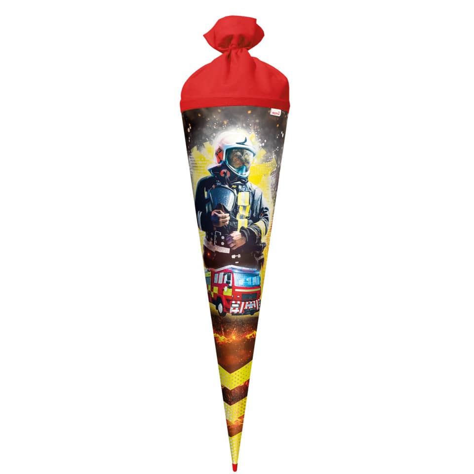 Schultüte Feuerwehrmann, 70cm, Filzverschluss ROTH 677477 ROTH 677477 Filzverschl.