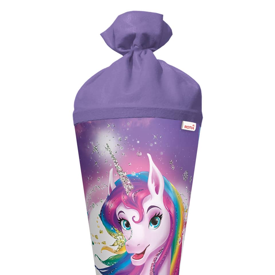 Schultüte Einhornportrait mit Glitzer, 70cm, Filzverschluss ROTH 677489 ROTH 677489 Filzverschl.