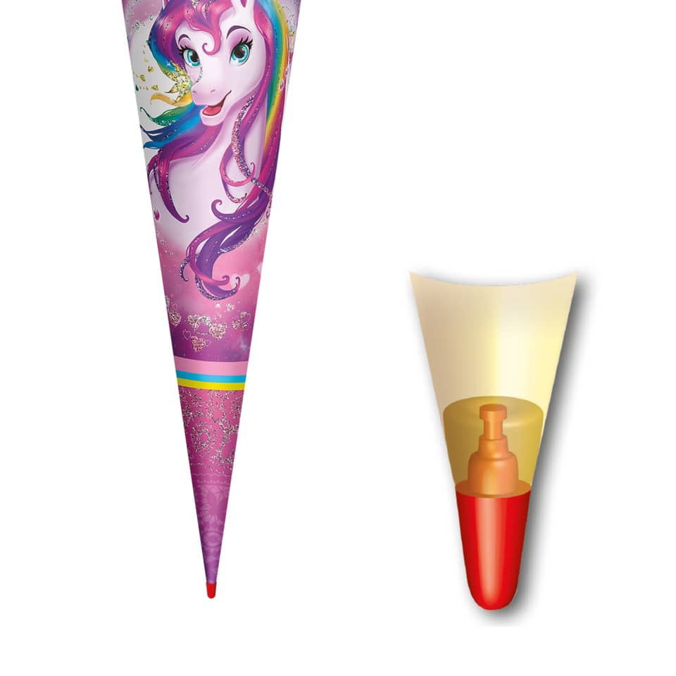 Schultüte Einhornportrait mit Glitzer, 70cm, Filzverschluss ROTH 677489 ROTH 677489 Filzverschl.