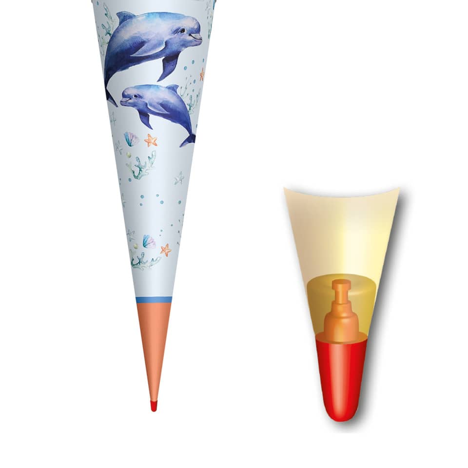 Schultüte Delfin Duo, 70cm, Stoffverschluss ROTH 677494 ROTH 677494 Stoffverschl.
