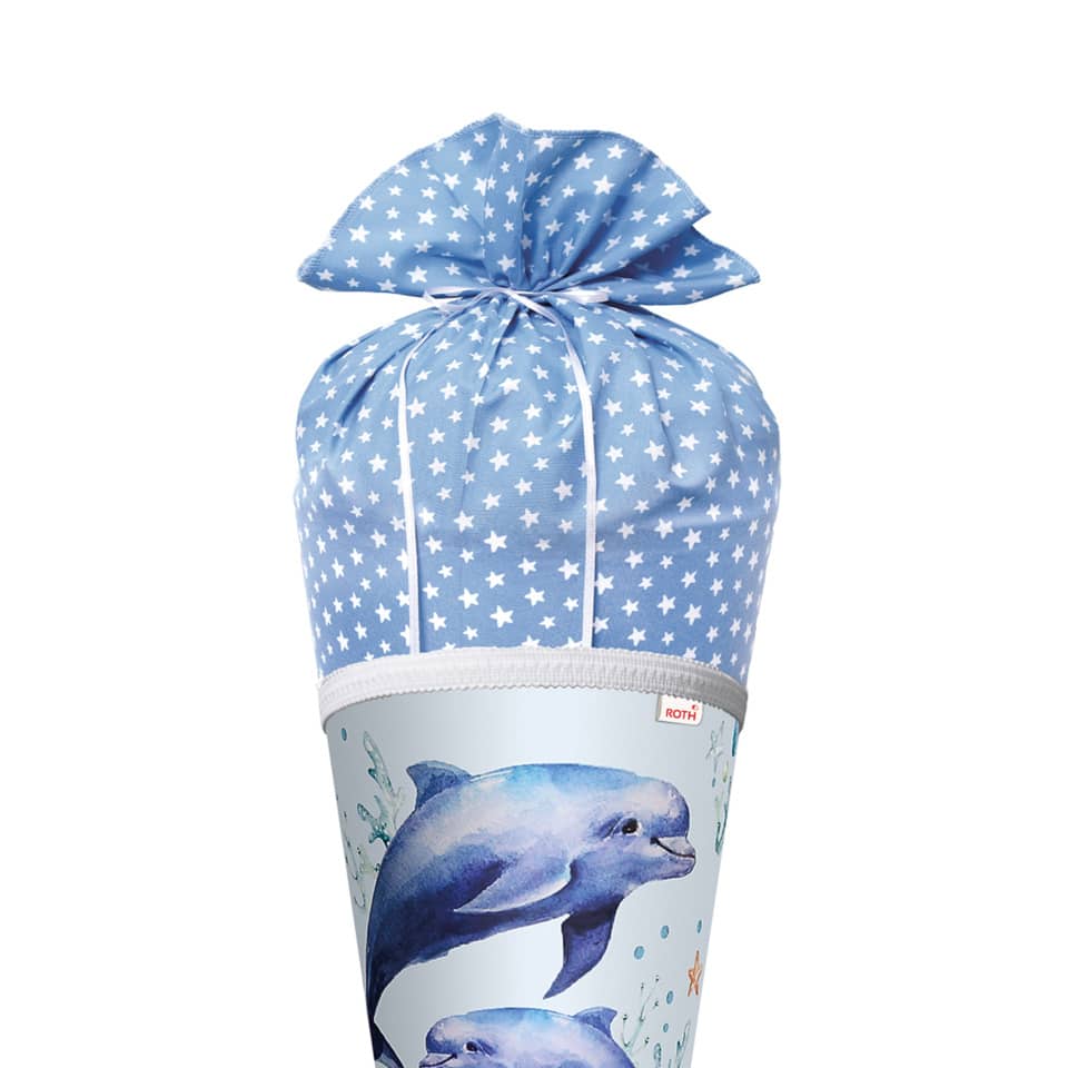 Schultüte Delfin Duo, 70cm, Stoffverschluss ROTH 677494 ROTH 677494 Stoffverschl.