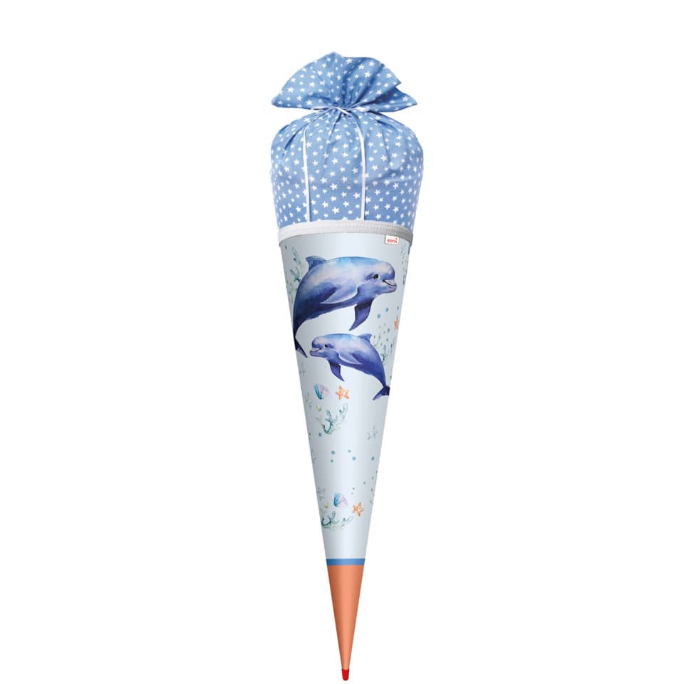 Schultüte Delfin Duo, 70cm, Stoffverschluss ROTH 677494 ROTH 677494 Stoffverschl.