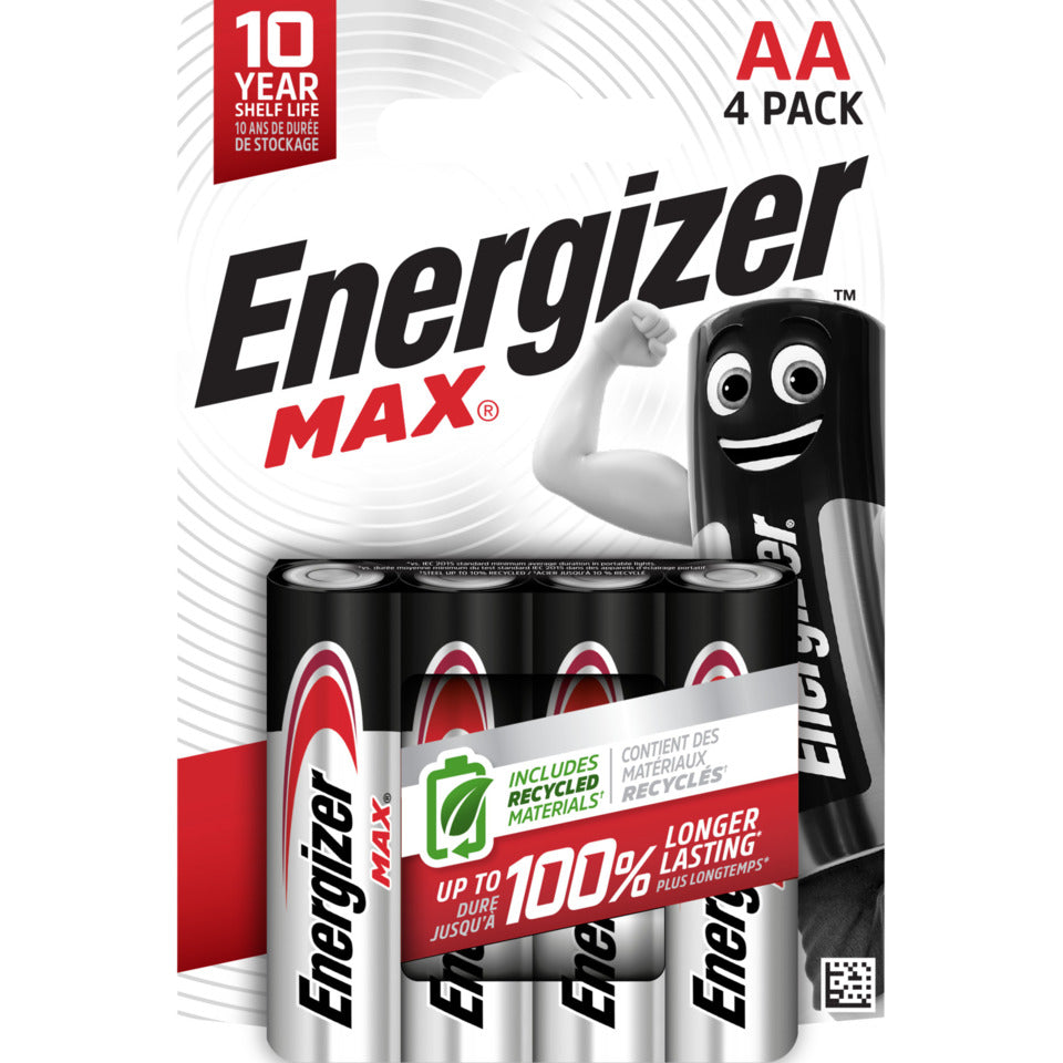 Batterie Alkali-Mangan Max, LR6/AA/Mignon, 4 Stück ENERGIZER E303323700 ENERGIZER E301530703/E303323700 Max