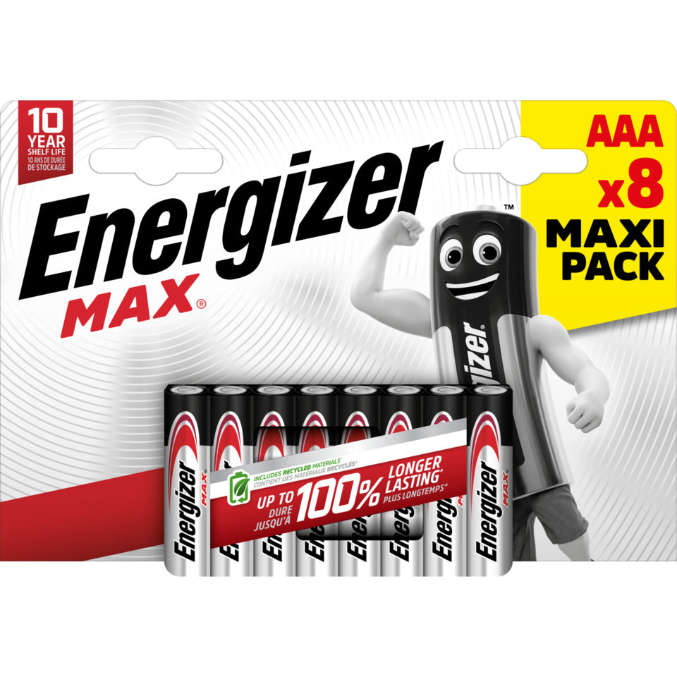 Batterie Alkali-Mangan Max, LR03/AAA/Micro, 8 Stück ENERGIZER E303324100 ENERGIZER E301530906/E303324100 Max