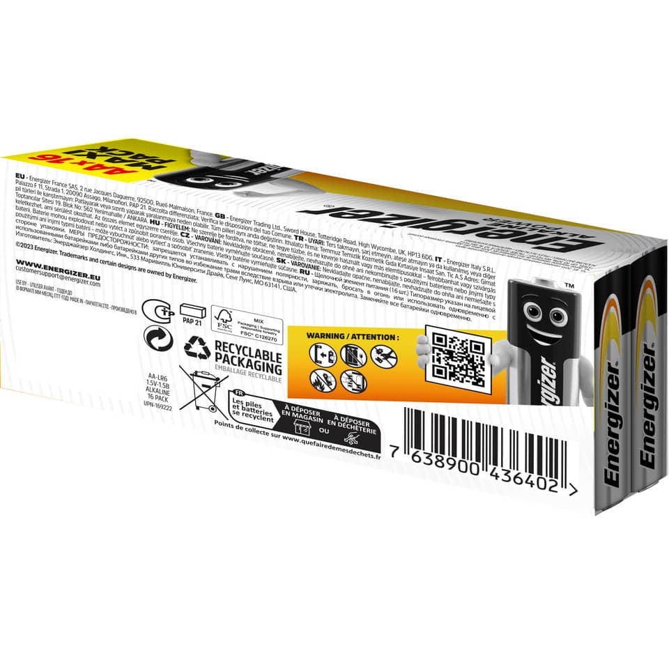 Batterie Alkali-Mangan Power, LR6/AA/Mignon, 16 Stück ENERGIZER E300173001 ENERGIZER E300173001 Alkaline Power