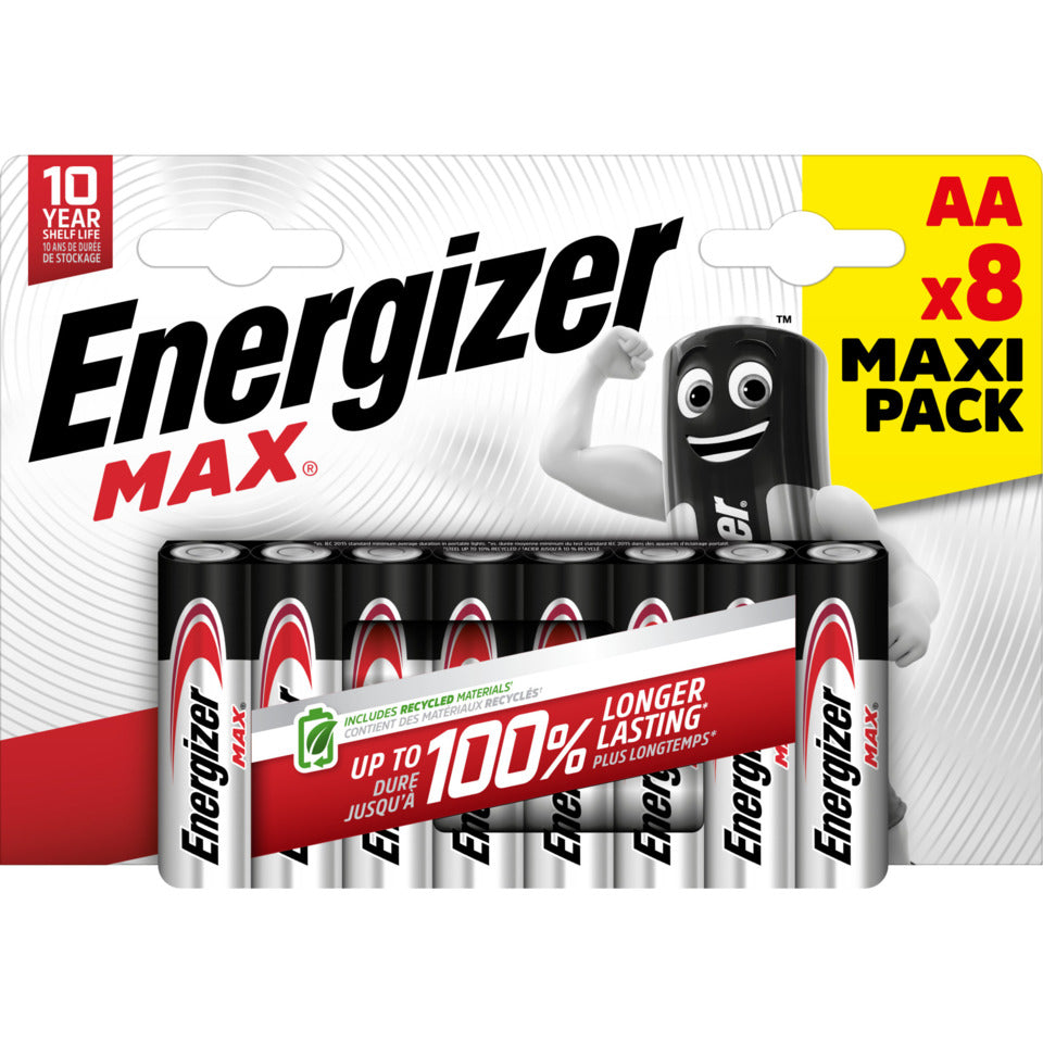 Batterie Alkali-Mangan Max, LR6/AA/Mignon, 8 Stück ENERGIZER E303324700 ENERGIZER E301531300/E303324700 Max