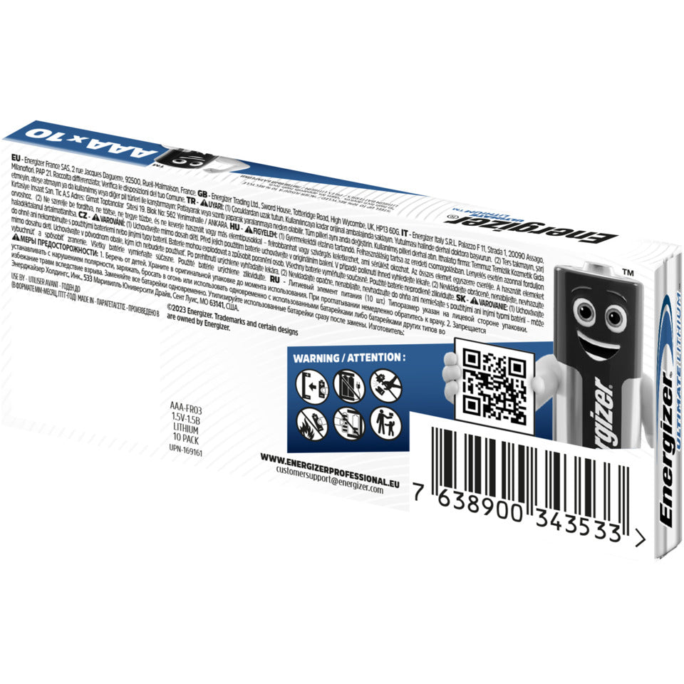 Batterie Lithium Ultimate, LR03/AAA/Micro, 10 Stück ENERGIZER E301535900 ENERGIZER E301535900 Lithium
