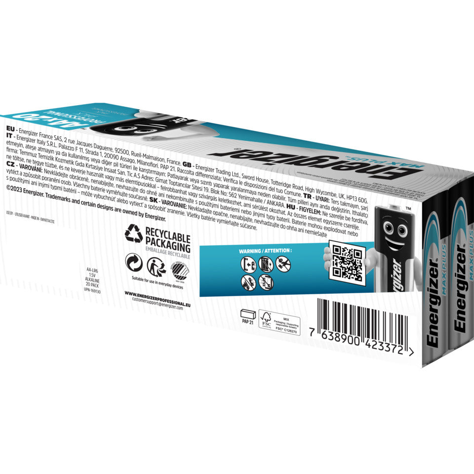 Batterie Alkali-Mangan Max Plus, LR6/AA/Mignon, 20 Stück ENERGIZER E301323502 ENERGIZER E301323506 Max Plus