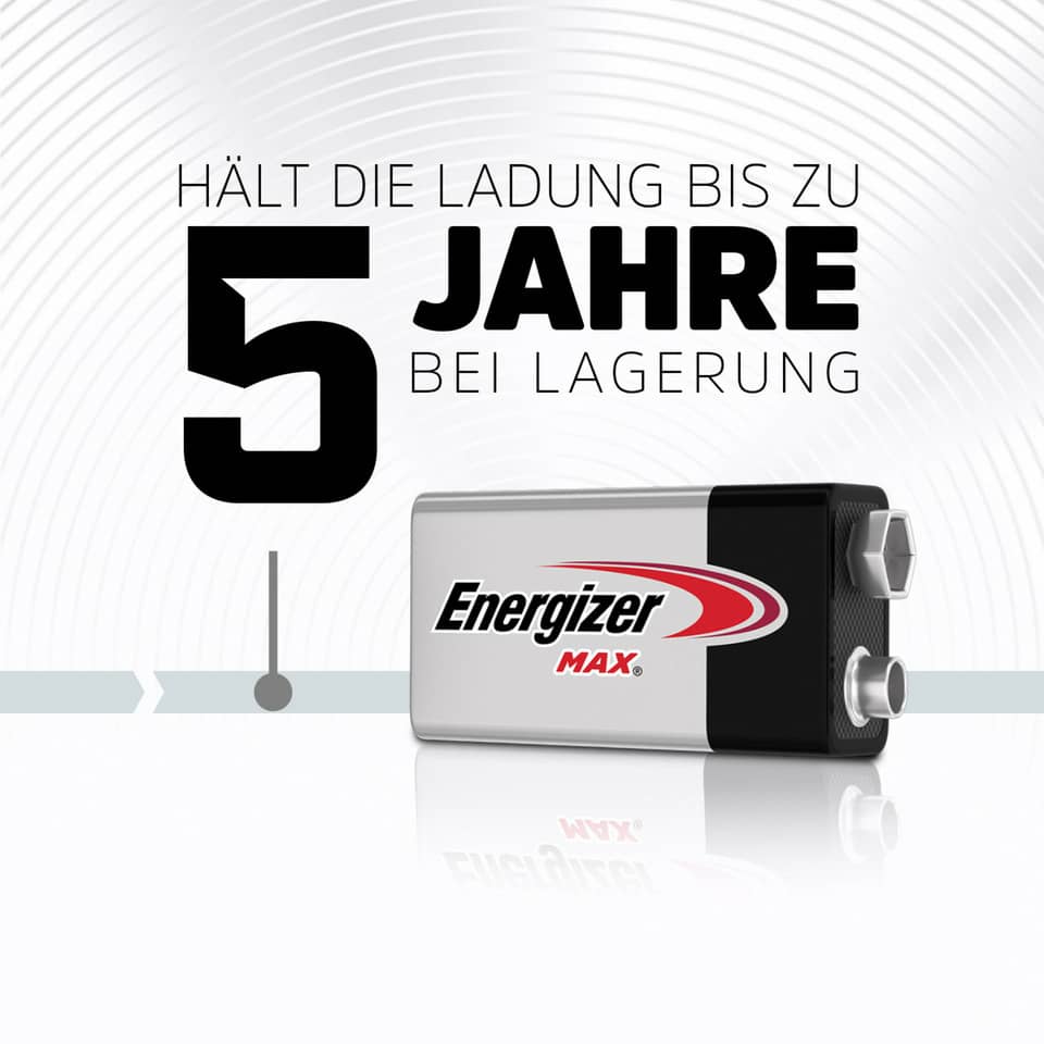 Batterie Alkali-Mangan MAx 9V, 6LR61/E-Block, 1 Stück ENERGIZER E301531802 ENERGIZER E301531802 Max