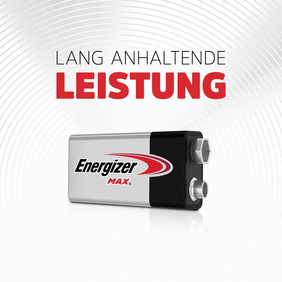 Batterie Alkali-Mangan MAx 9V, 6LR61/E-Block, 1 Stück ENERGIZER E301531802 ENERGIZER E301531802 Max