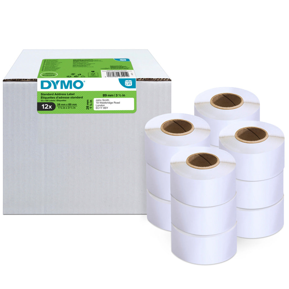 Thermoetikette LW-Adress-Etiketten 12 Rollen a 130 Etiketten, 28x89mm, weiß DYMO 2093091 DYMO 2093091 12 Rollen je 130Etiketten