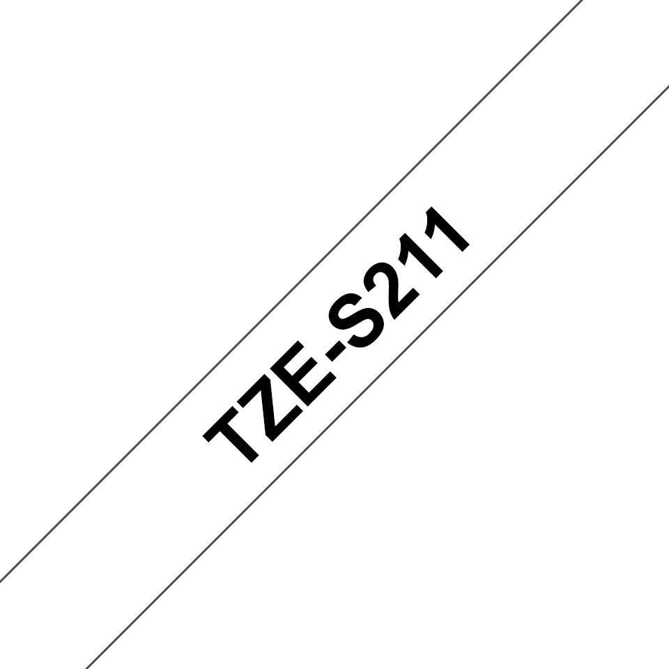 Schriftband, 6mmx8m, schwarz/weiß BROTHER TZES211 BROTHER TZES211 laminiert