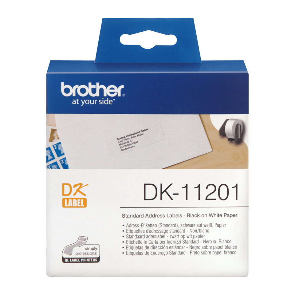 Adressetikettenrolle Standard, 29x90mm, 400 Stück, weiß BROTHER DK11201 BROTHER DK11201 Standard 400 Stück