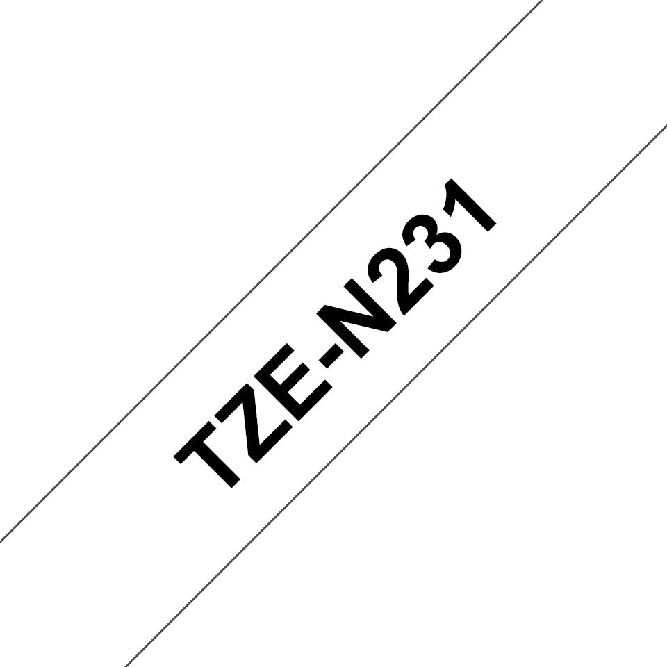 Schriftband, 12mmx8m, schwarz/weiß BROTHER TZEN231