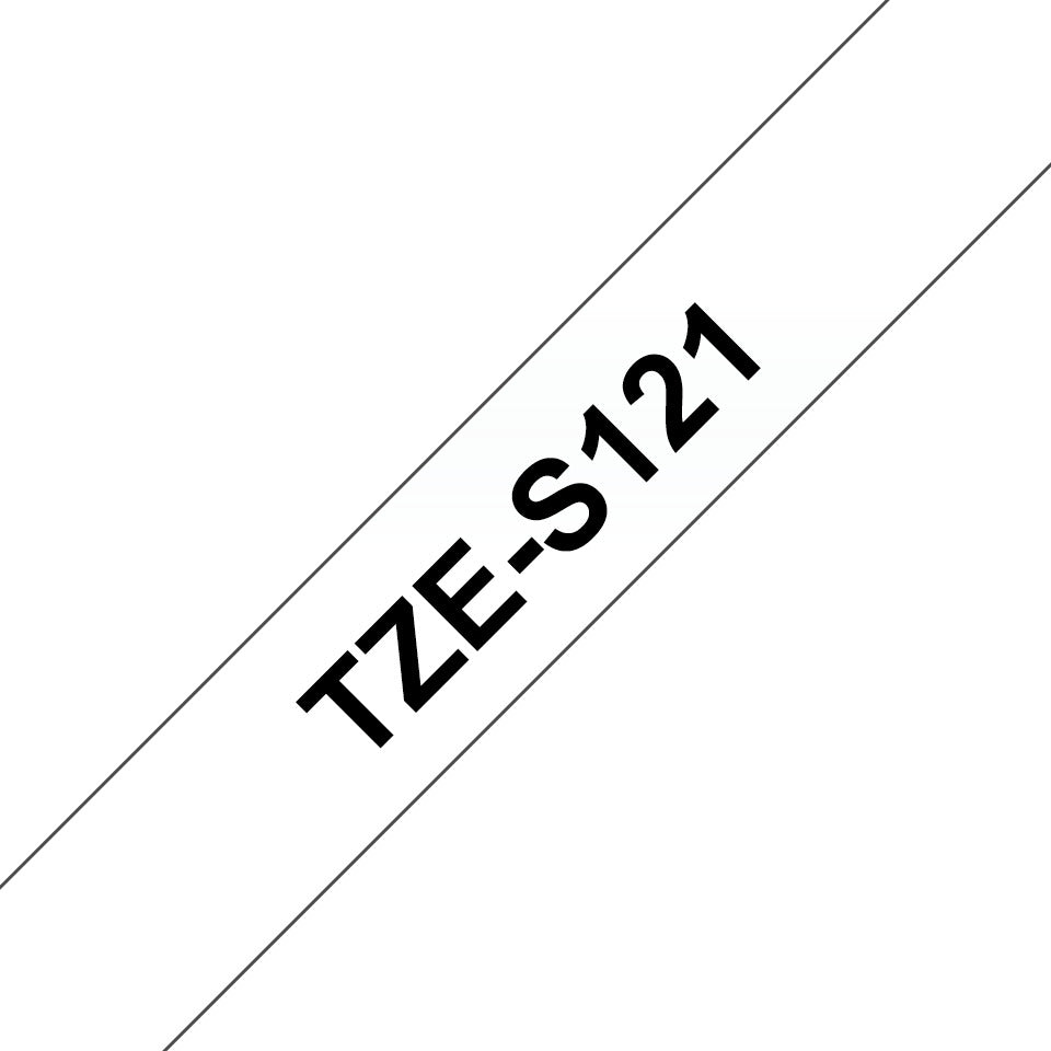 Schriftband laminiert, 9mmx8m, schwarz/transparent BROTHER TZES121 BROTHER TZES121 laminiert