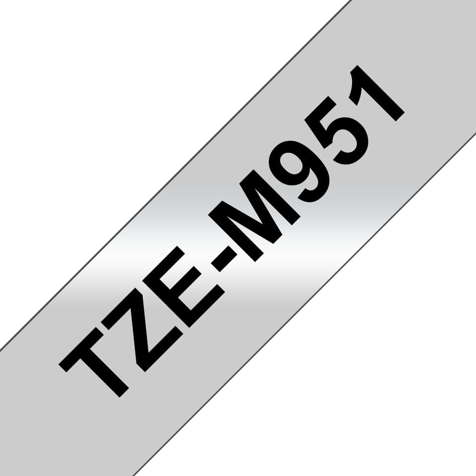 Schriftband, 24 mm x 8 m, schwarz/silber matt BROTHER TZEM951 BROTHER TZEM951  8 m