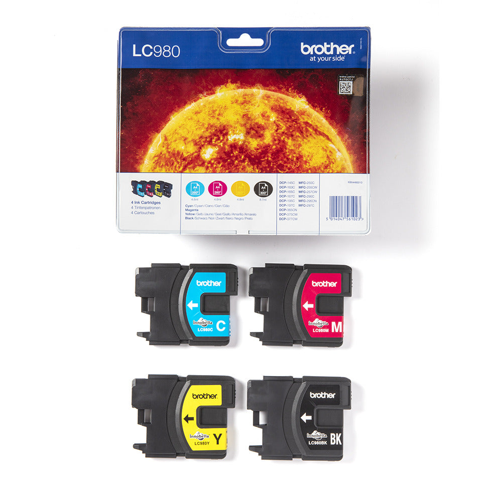 Inkjetpatrone LC-980, 4 Stück, sw/c/m/y BROTHER LC980VALBP BROTHER LC980VALBP 4ST