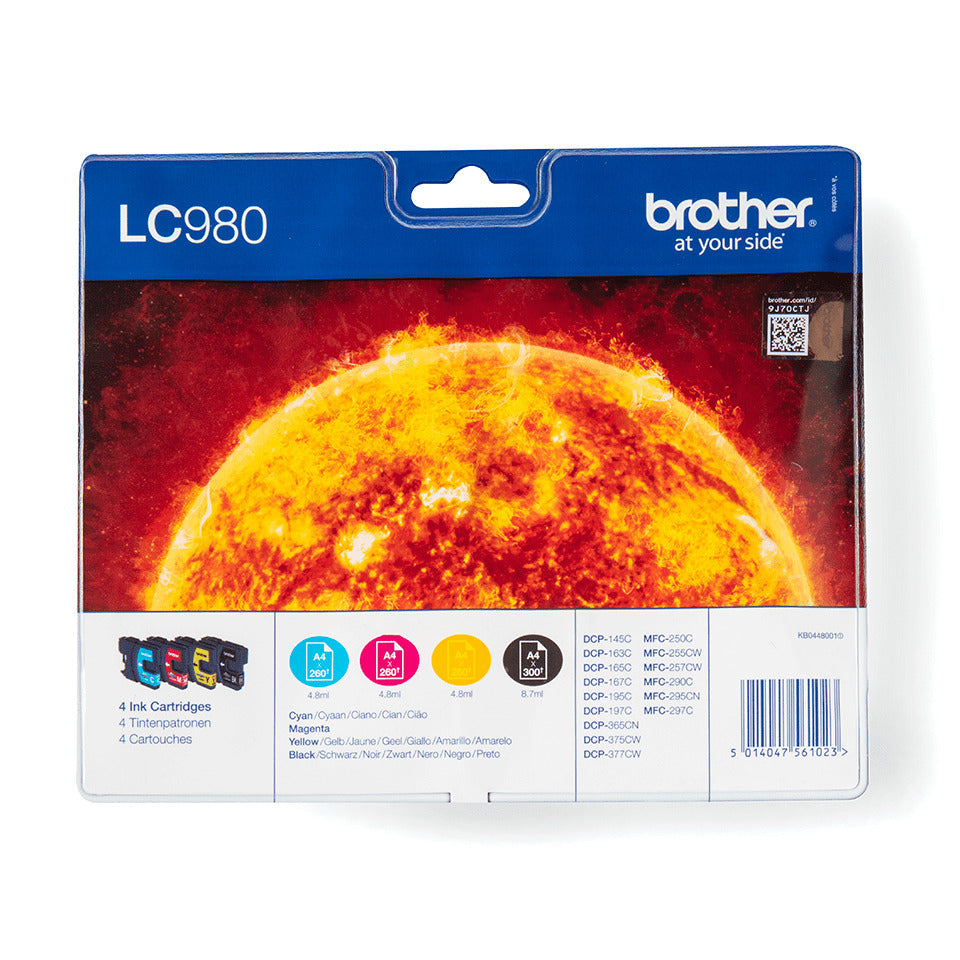 Inkjetpatrone LC-980, 4 Stück, sw/c/m/y BROTHER LC980VALBP BROTHER LC980VALBP 4ST