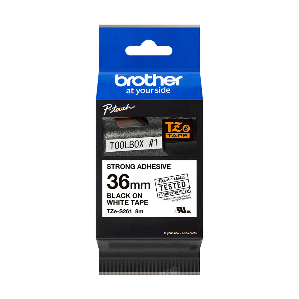 Schriftband, 36mmx8m, schwarz/weiß BROTHER TZES261