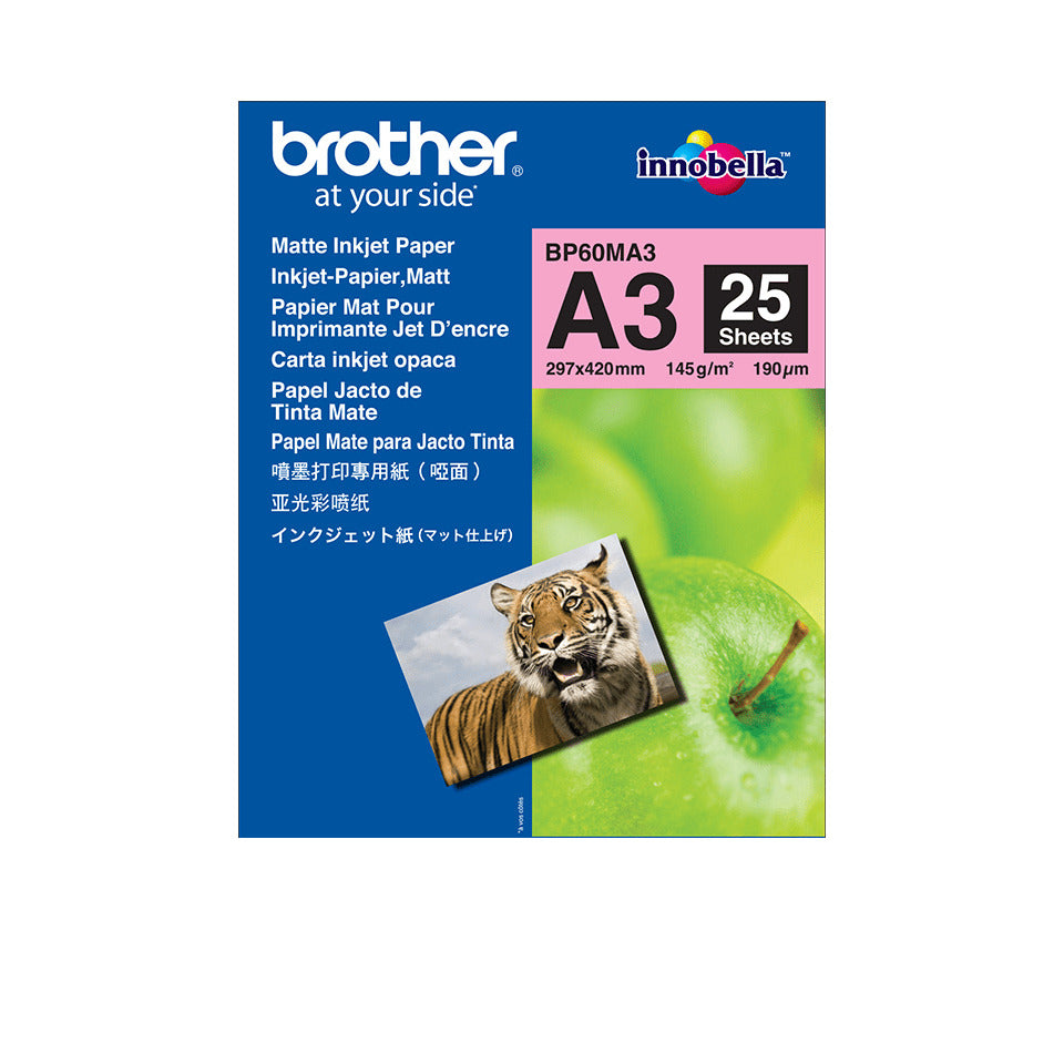 Inkjetpapier, A3, 145g/m², 25 Blatt, matt BROTHER BP60MA3 BROTHER BP60MA3 145g  A3