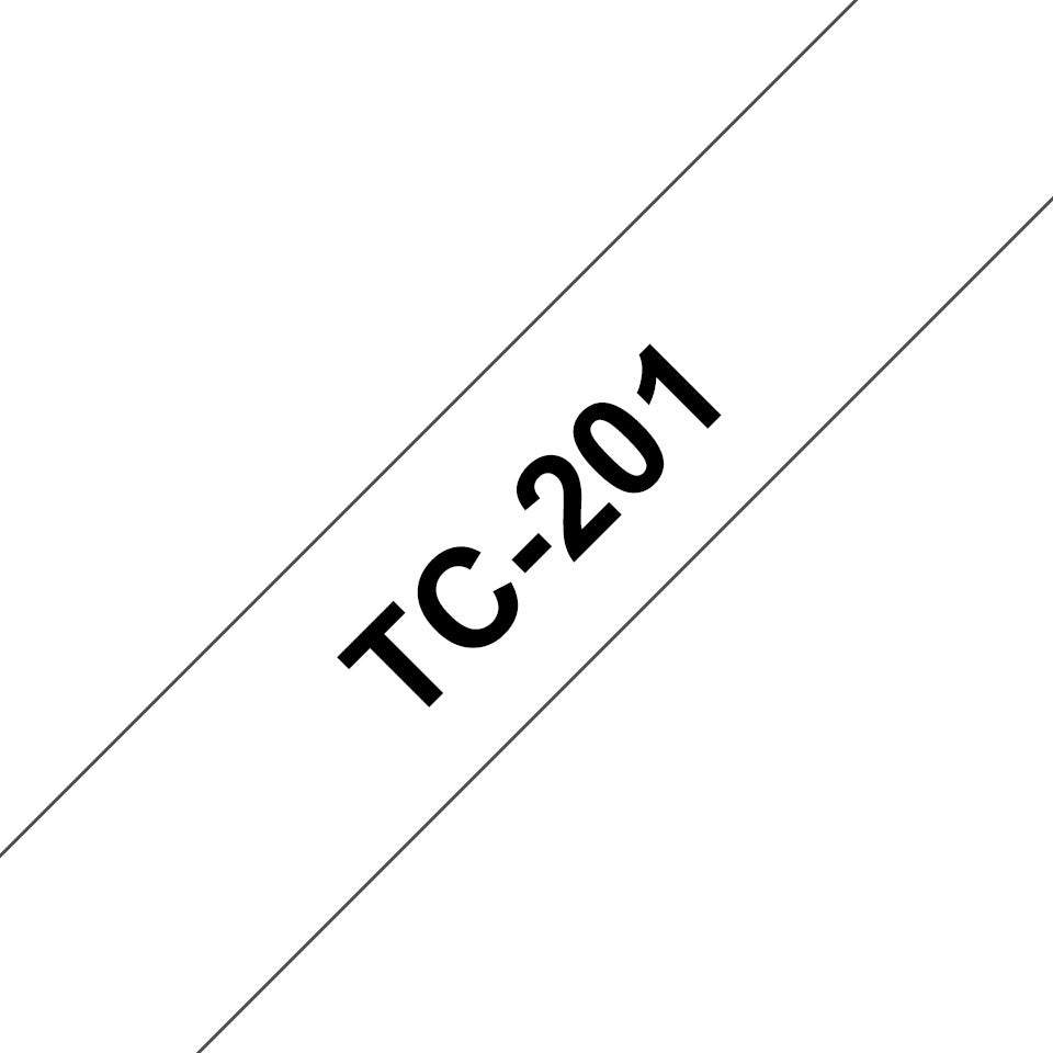 Schriftband laminiert, 12mmx7,7m, schwarz/weiß BROTHER TC201 BROTHER TC201 laminiert