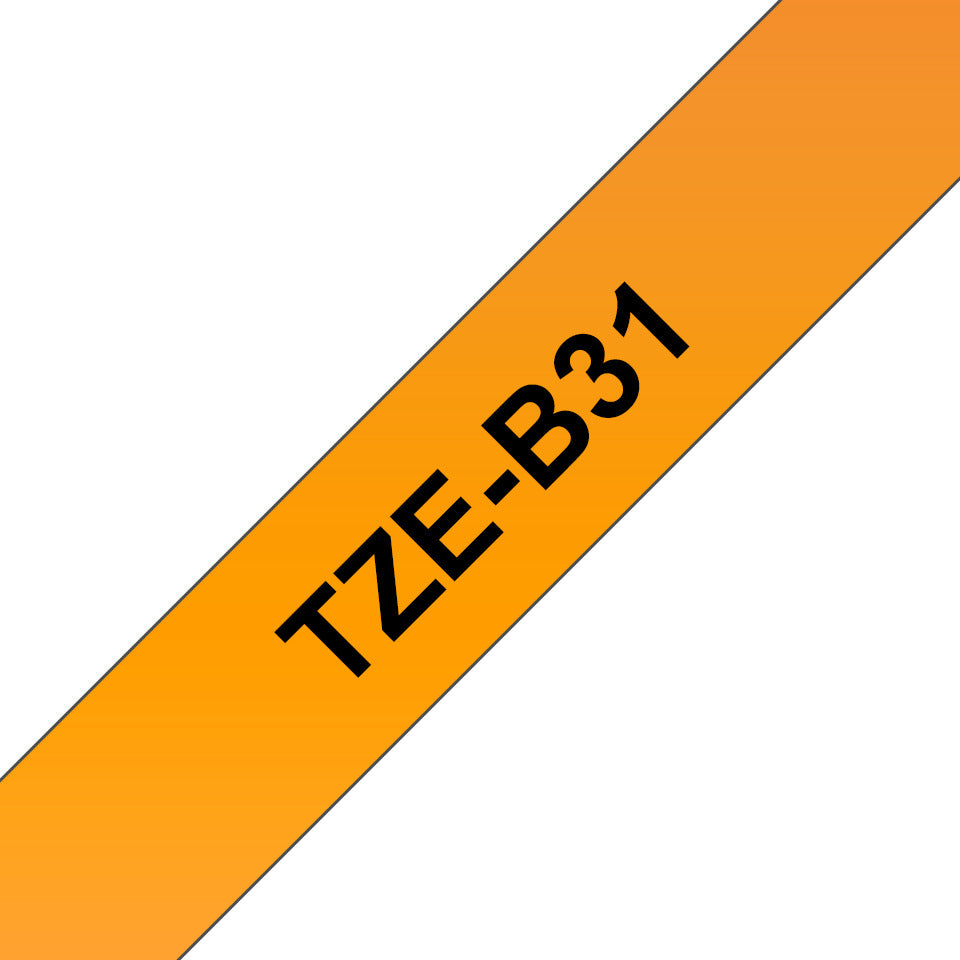 Schriftband laminiert, 12mmx5m, schwarz/signalorange BROTHER TZEB31 BROTHER TZEB31 12mm 5m