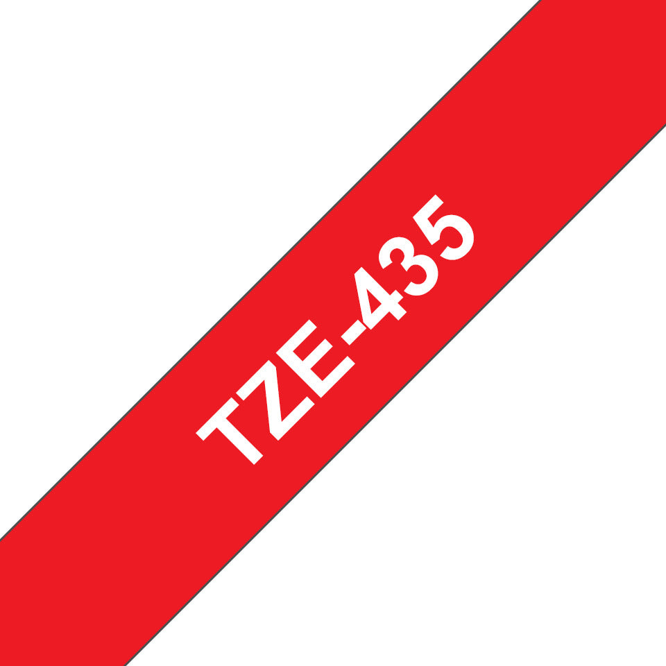 Schriftband laminiert, 12mmx8m, weiß/rot BROTHER TZE435