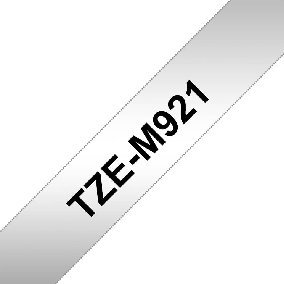 Schriftband laminiert, 9mmx8m, schwarz/silber BROTHER TZEM921 BROTHER TZEM921 9mm 8m