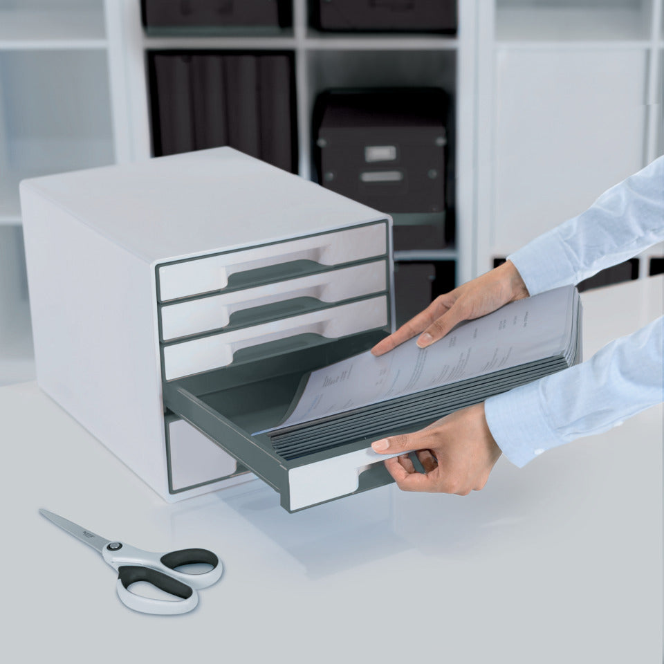Schubladenbox WOW CUBE, 5 Schubladen, Polystyrol, weiß/grau LEITZ 5214-20-01 LEITZ 5214-20-01   5 Schubladen