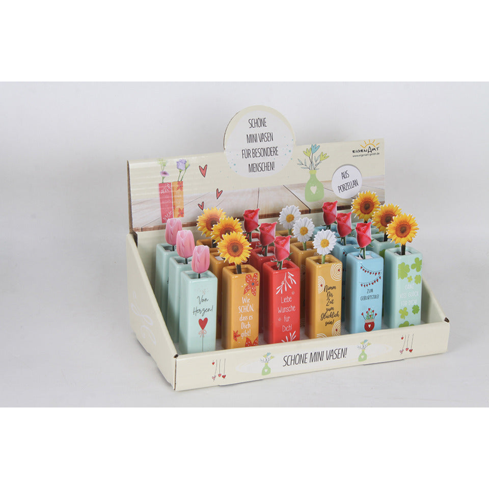 Mini-Vase eckig, 3 x 10 cm, Porzellan, sortiert EIGENART 219955 EIGENART 219955 Porzellan
