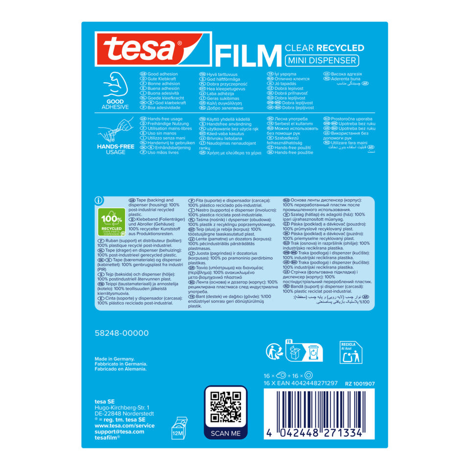Handabroller Mini ecoLogo 10m x 19 mm, im Display inkl. 1x tesafilm® Eco & Clear TESA 58248-00000-01 TESA 58248-00000-01 Display