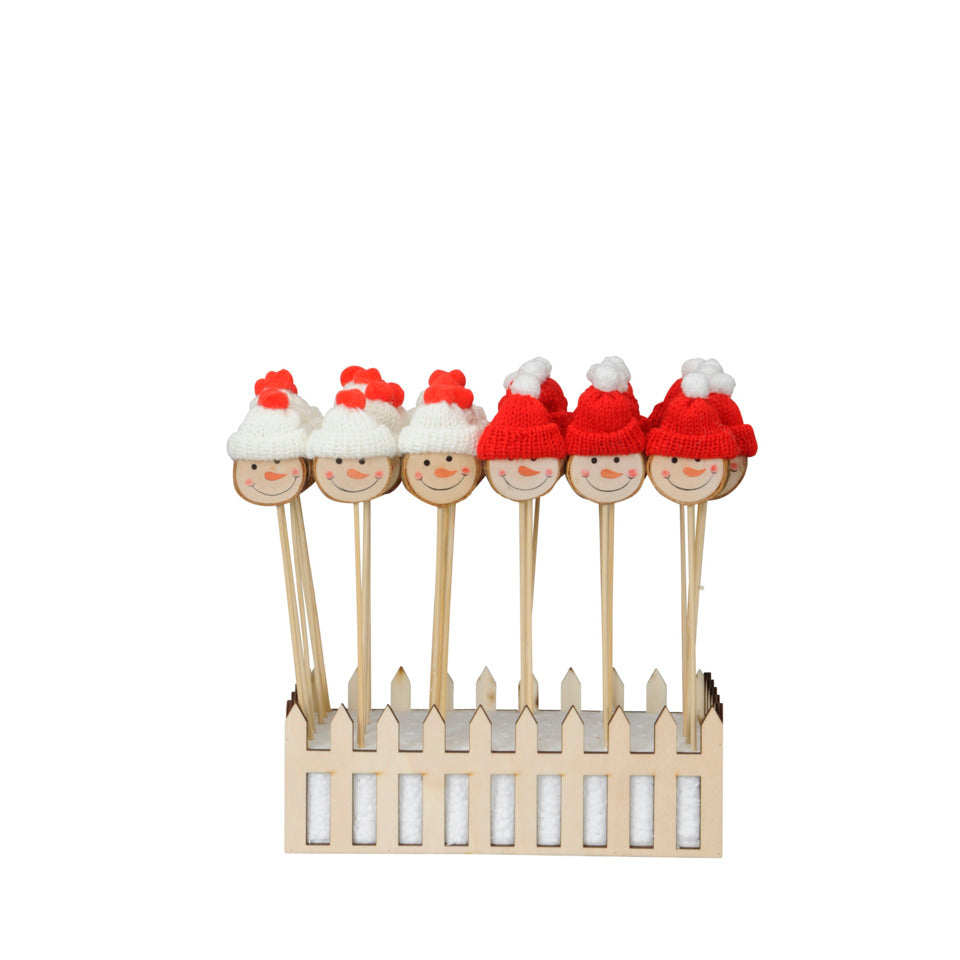 Schneemann am Stab, 4,5 x 2 x 6 cm, Holz, sortiert  57095000994 57095000994 4,5x2x6cm 18cm Stab