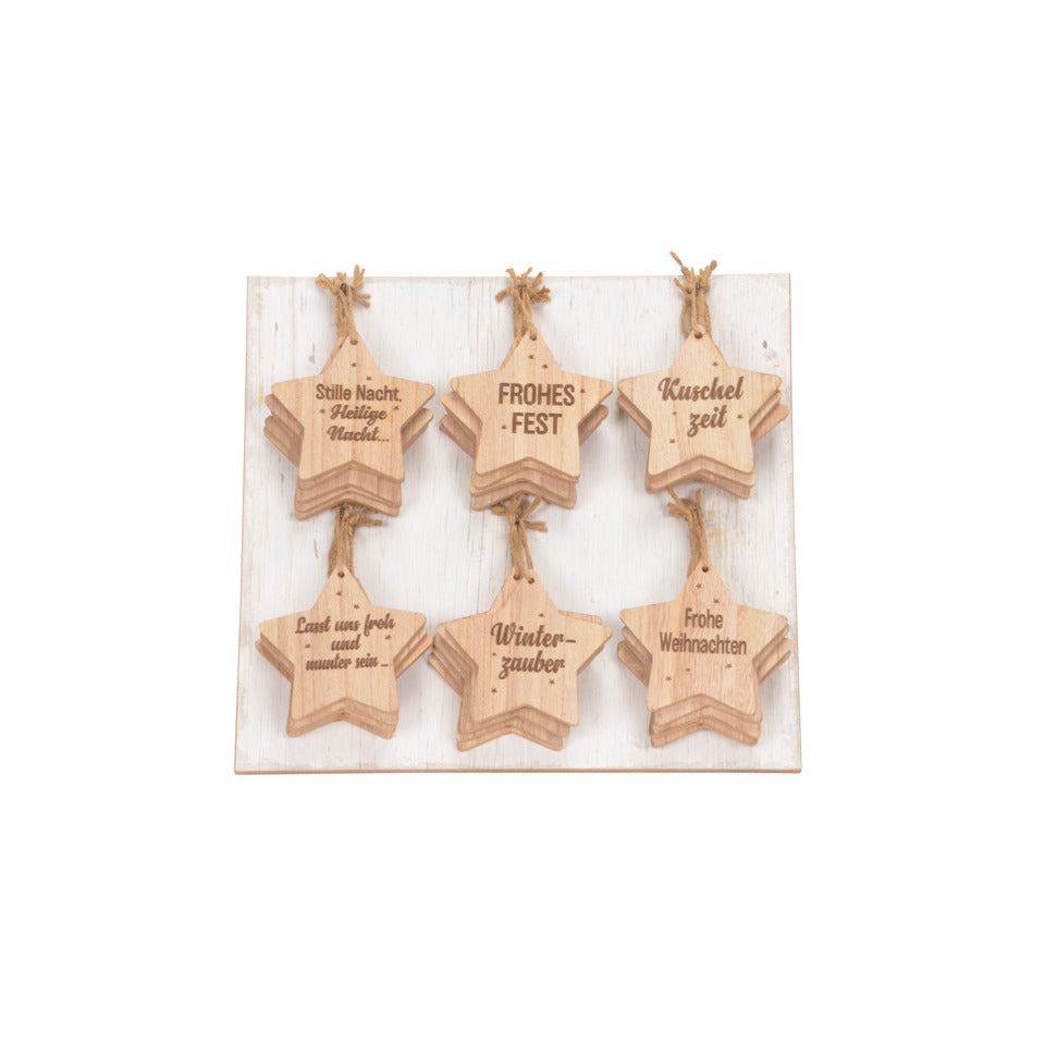 Weihnachtsschild Holzstern, 10x10cm, natur sortiert POSIWIO 632408000726 POSIWIO 632408000726 10x10cm 5cm